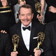 Aaron Paul, Bryan Cranston, and Bob Odenkirk together at the Emmys in 2014